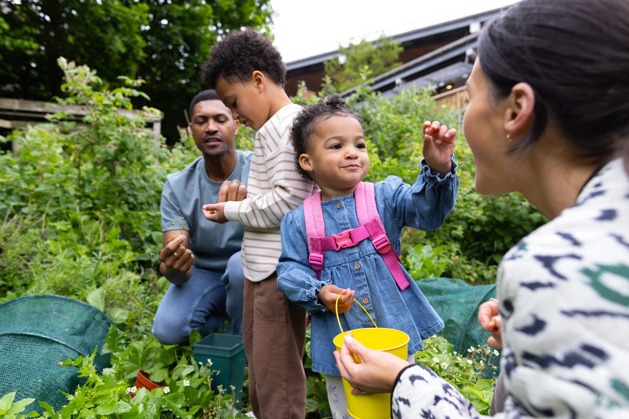 A family outdoors together
